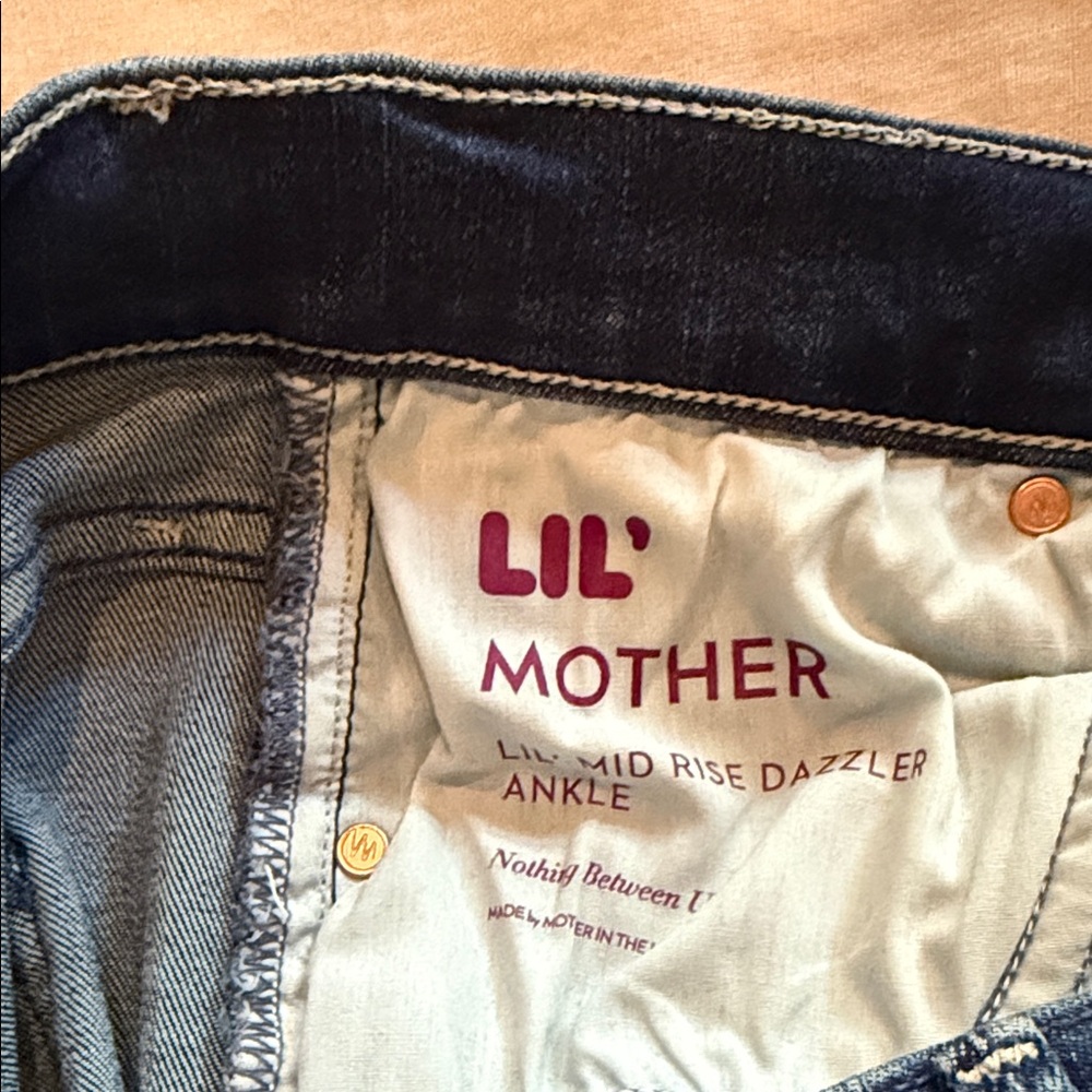 MOTHER Lil' Mid Rise Dazzler Ankle Jeans - Blue. Brand new